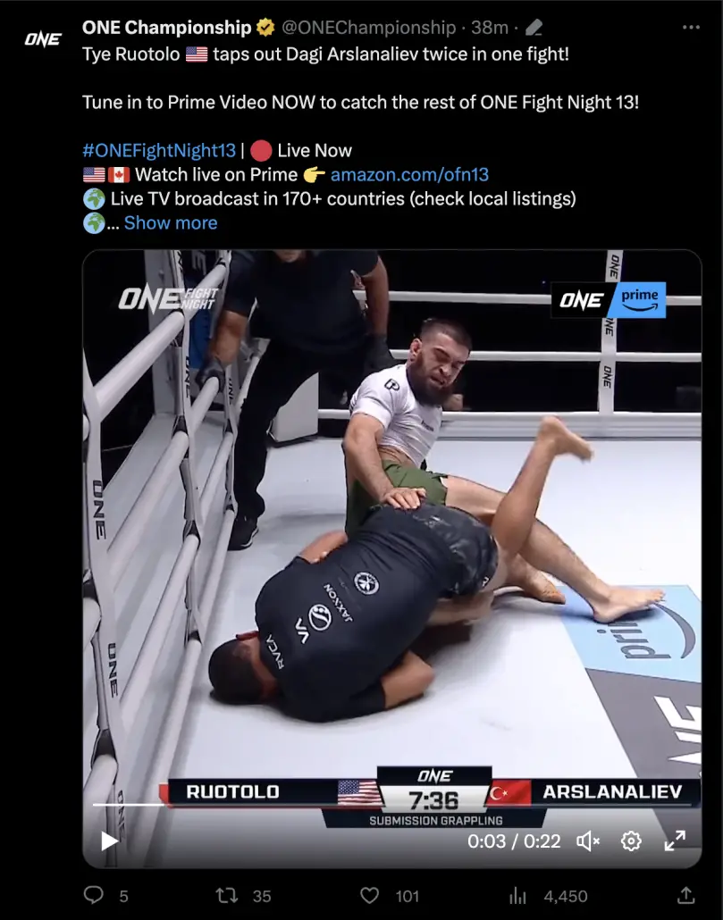 Tye ONE Fight Night 13 Twitter ONE Championship