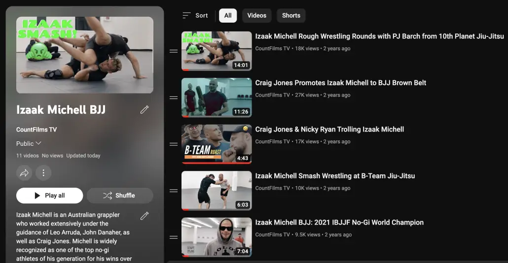 Izaak Michell BJJ CountFilms Playlist